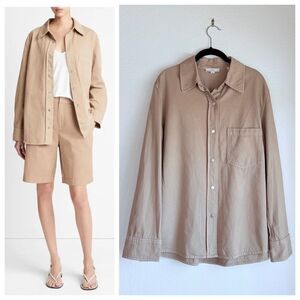 NWT Vince. Women’s Cotton Twill Snap Front Shirt Jacket in Cocoon Tan Size M